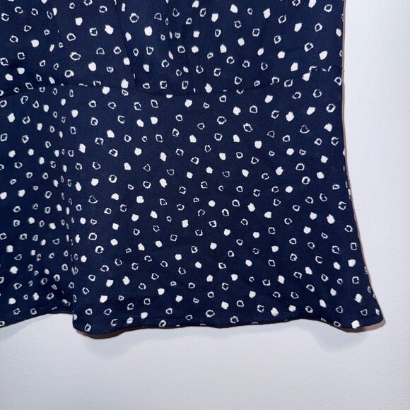 Ann Taylor Navy Polka Dot Sleeveless Wrap Blouse XS - Picture 2 of 6